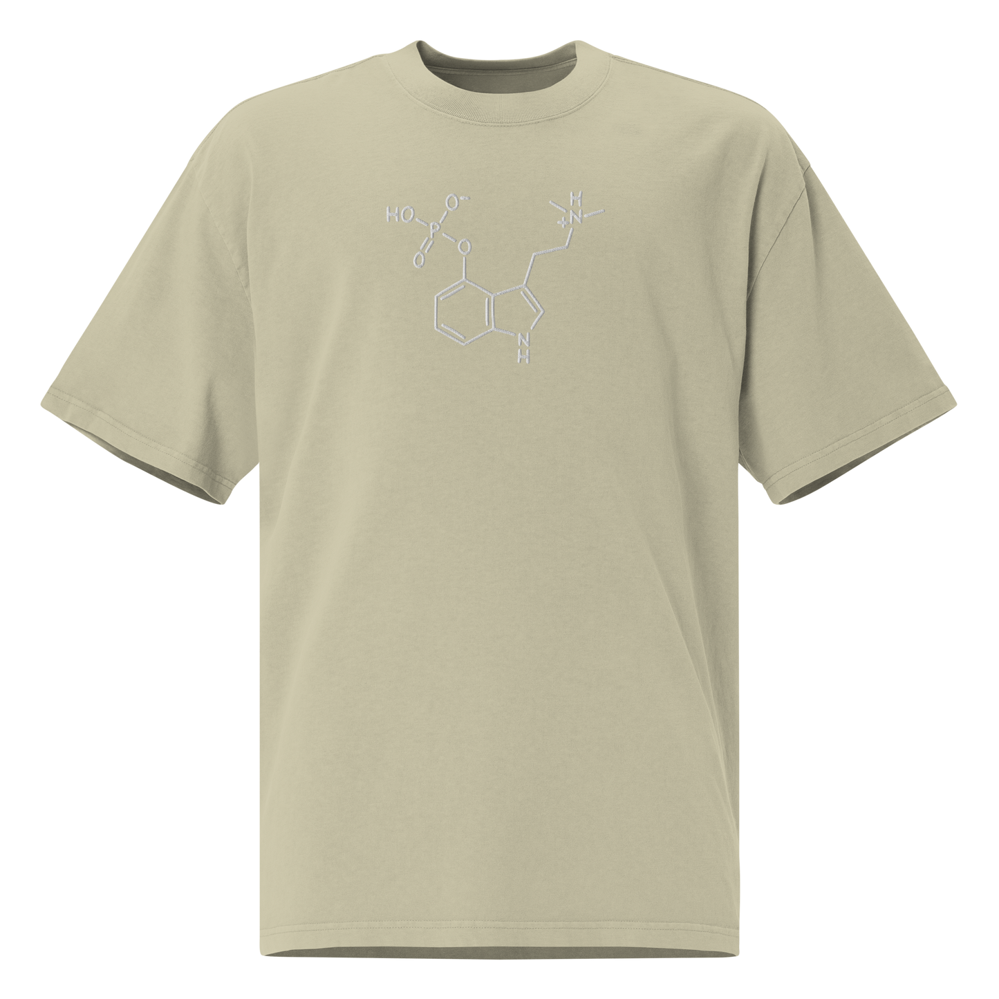 psilocybin molecule embroidered faded eucalyptus oversized shirt