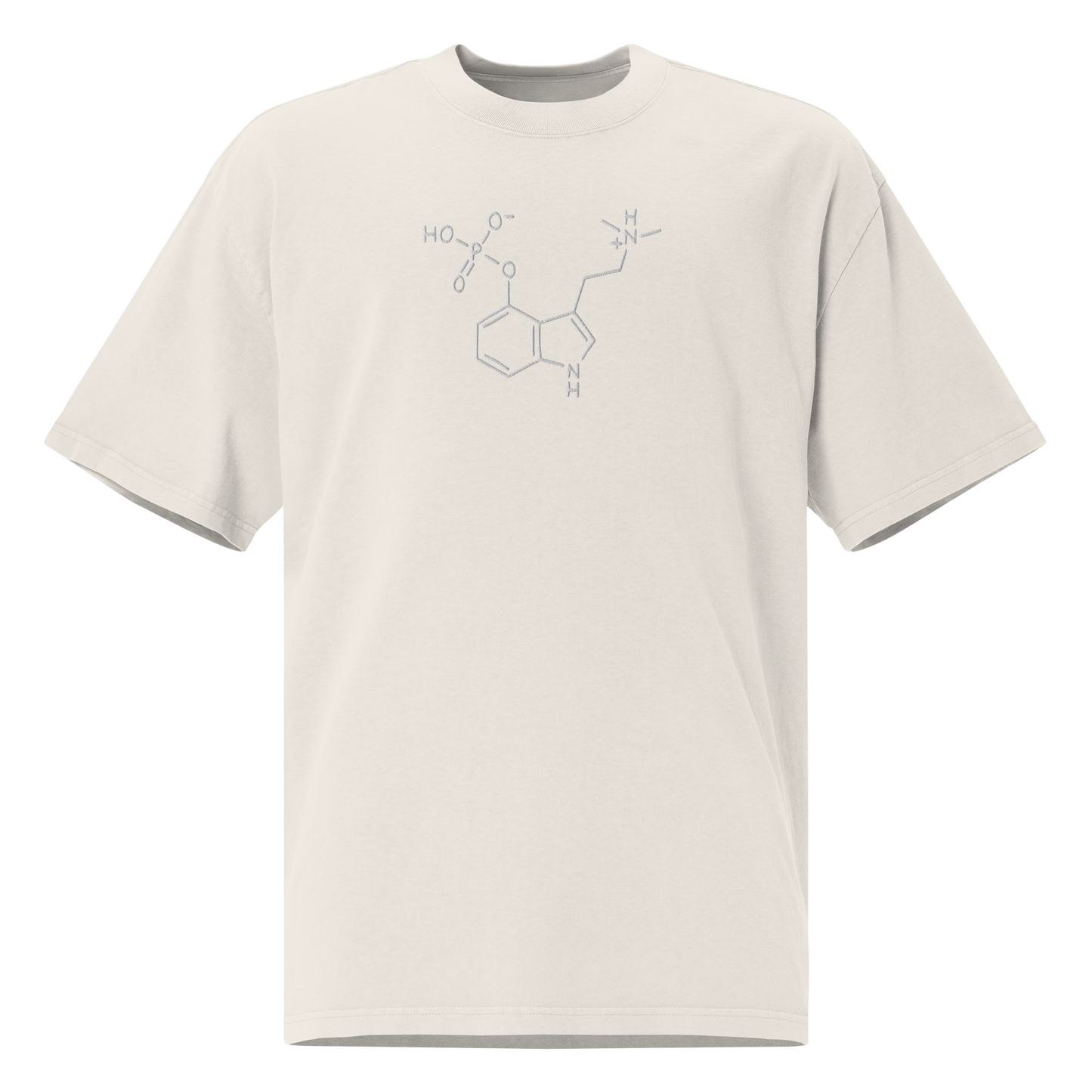 psilocybin  molecule embroidered faded bone oversized shirt