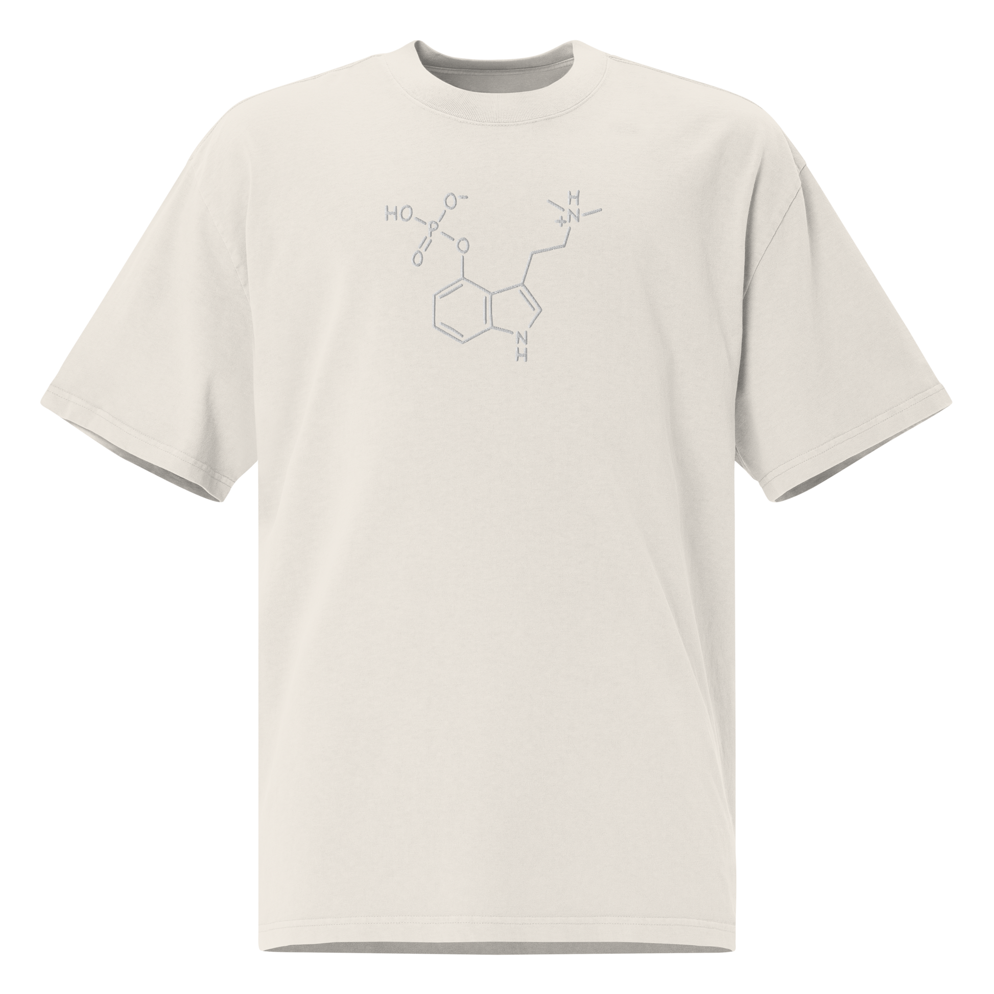 psilocybin  molecule embroidered faded bone oversized shirt