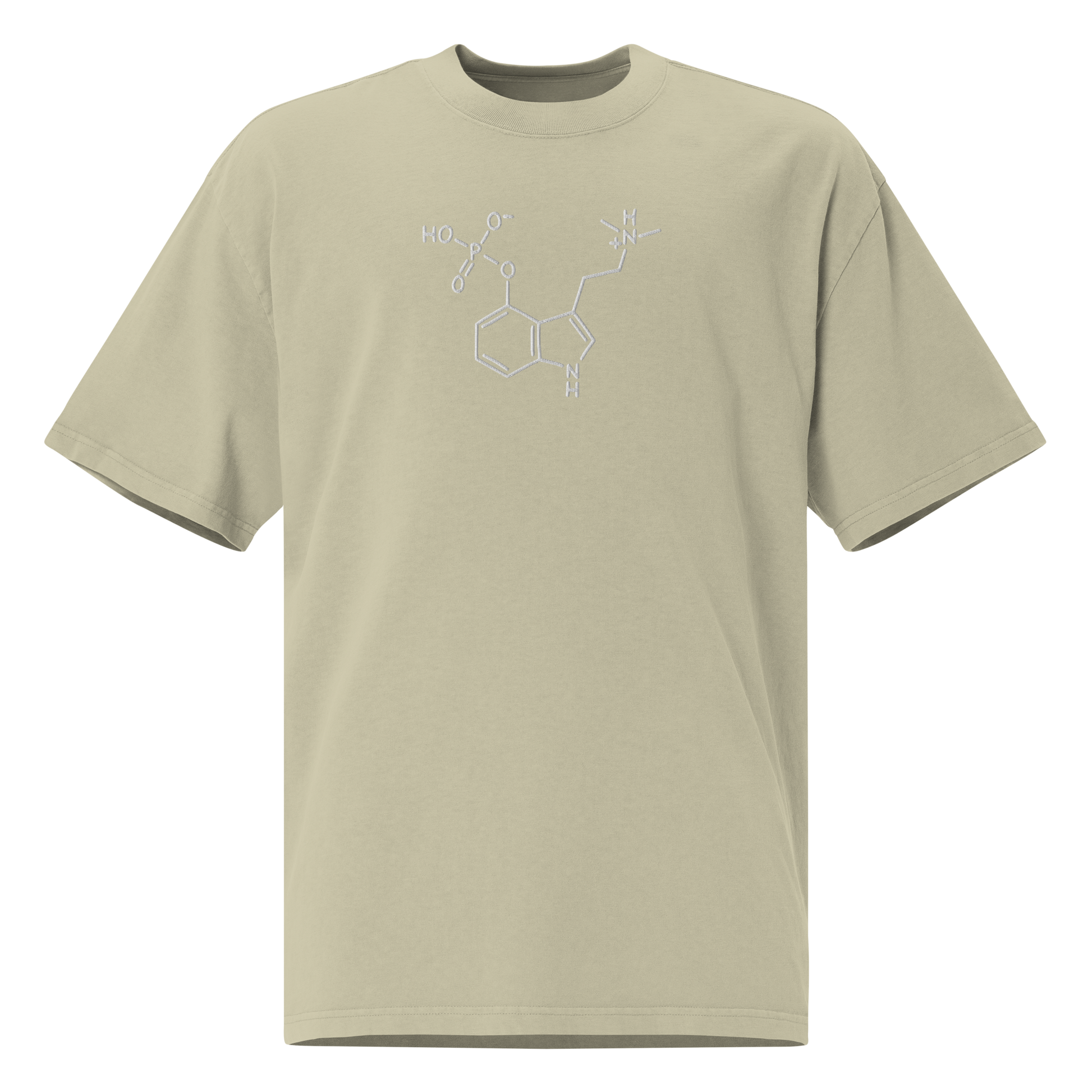 psilocybin molecule embroidered faded eucalyptus oversized shirt